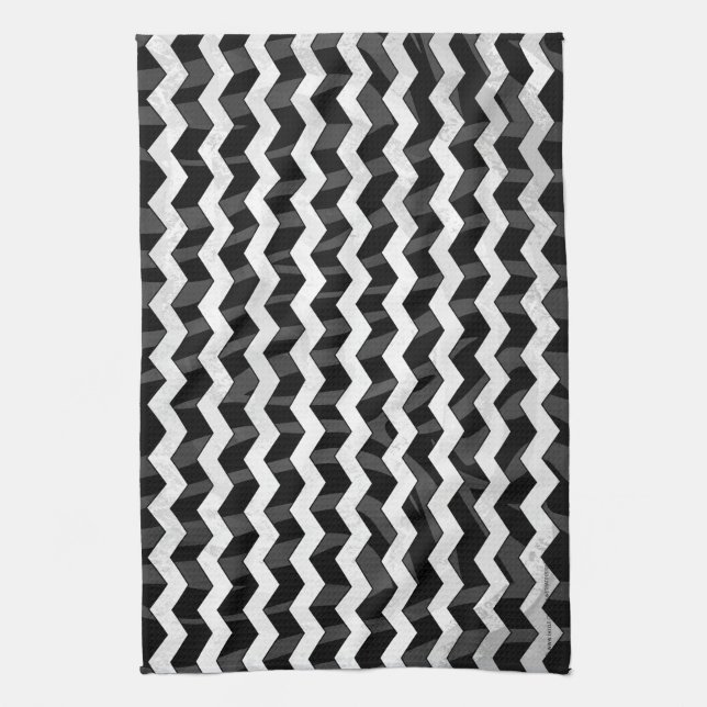 Zebra Black and Grey Chevron Kitchen Towel (Vertical)
