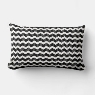 Zebra Black and Grey Chevron Lumbar Pillow