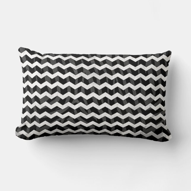 Zebra Black and Grey Chevron Lumbar Pillow (Front)