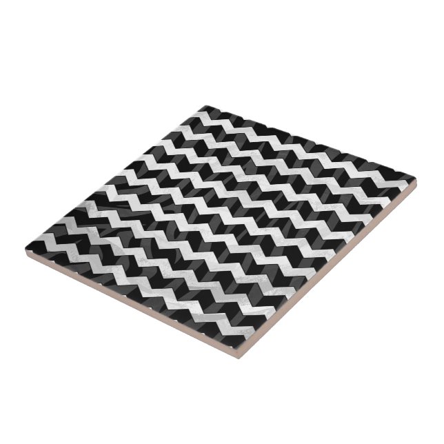 Zebra Black and Grey Chevron Tile (Side)
