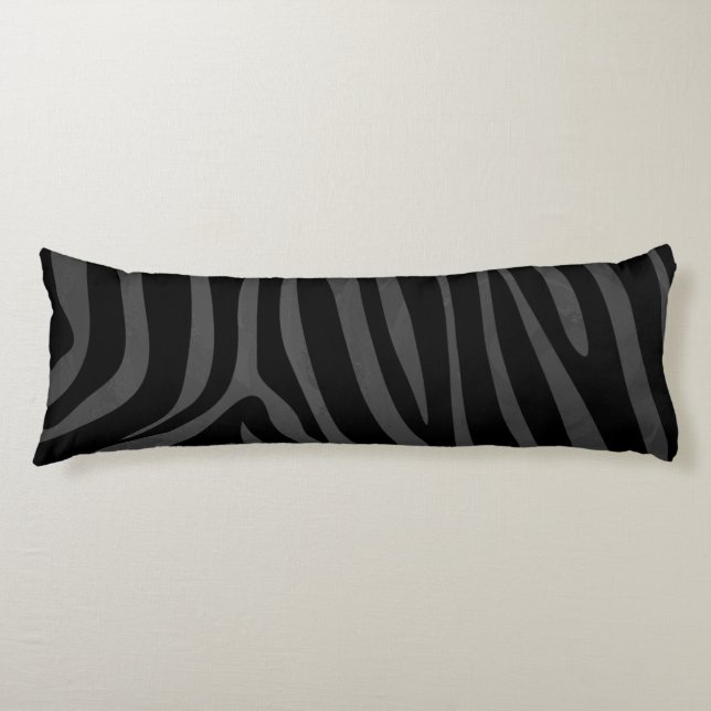 Zebra Black and Grey Print Body Pillow (Front)