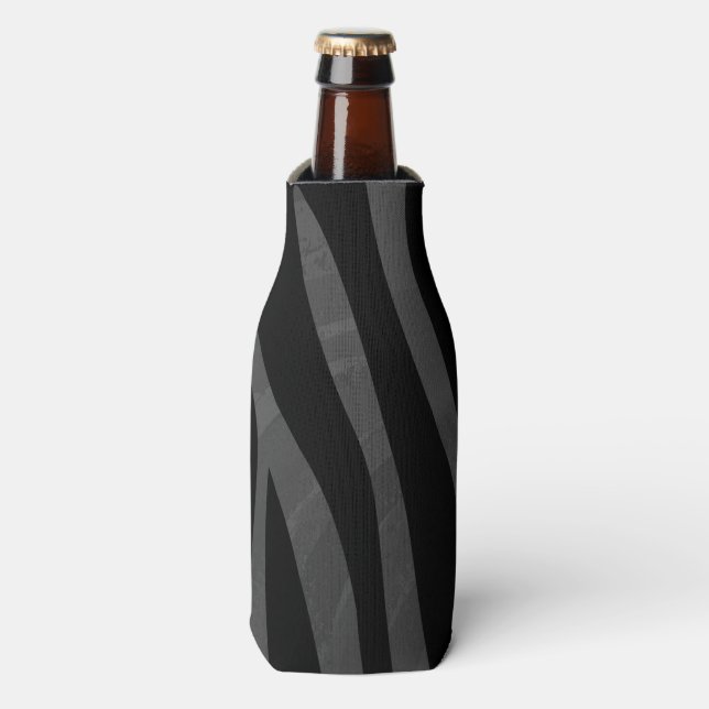 Zebra Black and Grey Print Bottle Cooler (Bottle Front)
