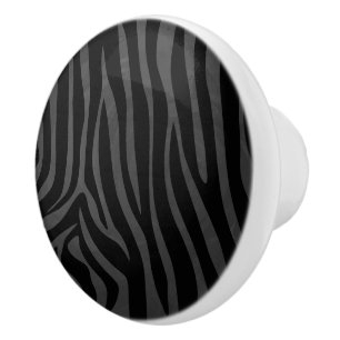 Zebra Black and Grey Print Ceramic Knob