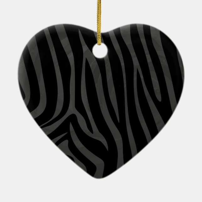 Zebra Black and Grey Print Ceramic Ornament (Back)