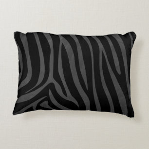 Zebra Black and Grey Print Decorative Pillow