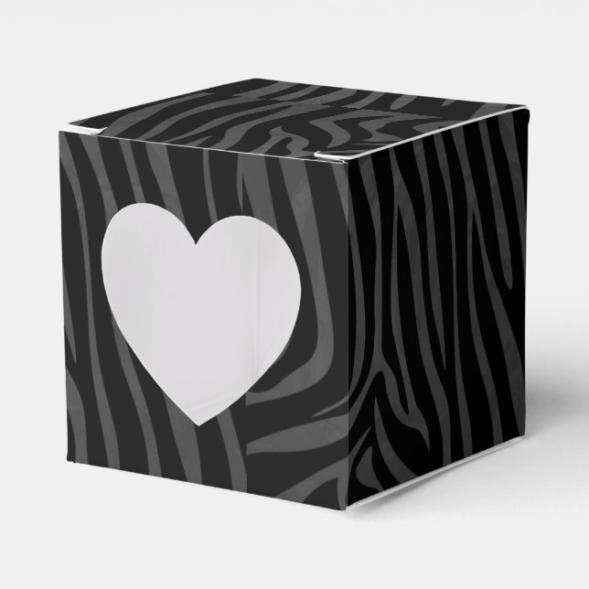 Zebra Black and Grey Print Favor Box (Front Side)