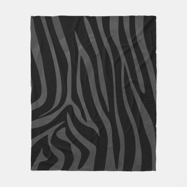 Zebra Black and Grey Print Fleece Blanket (Front)