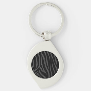 Zebra Black and Grey Print Keychain