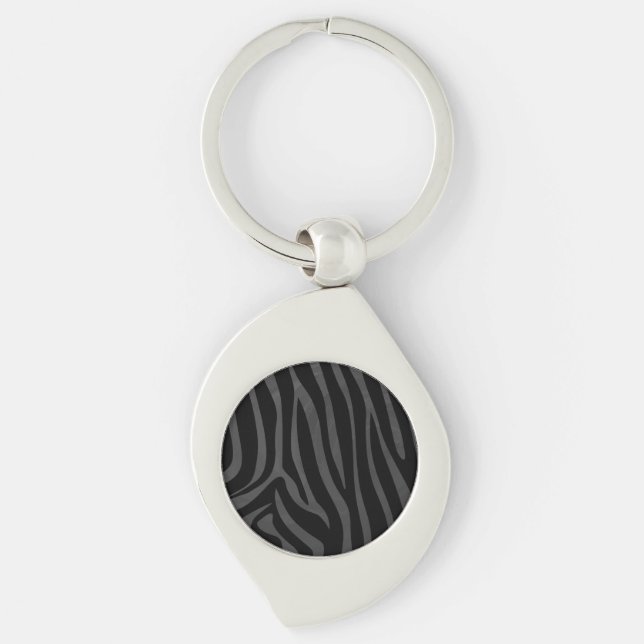 Zebra Black and Grey Print Keychain (Front)