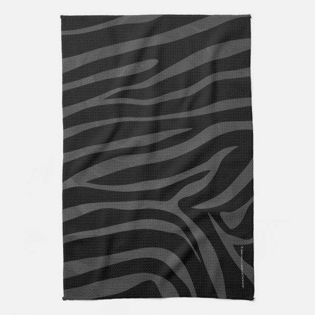 Zebra Black and Grey Print Kitchen Towel (Vertical)