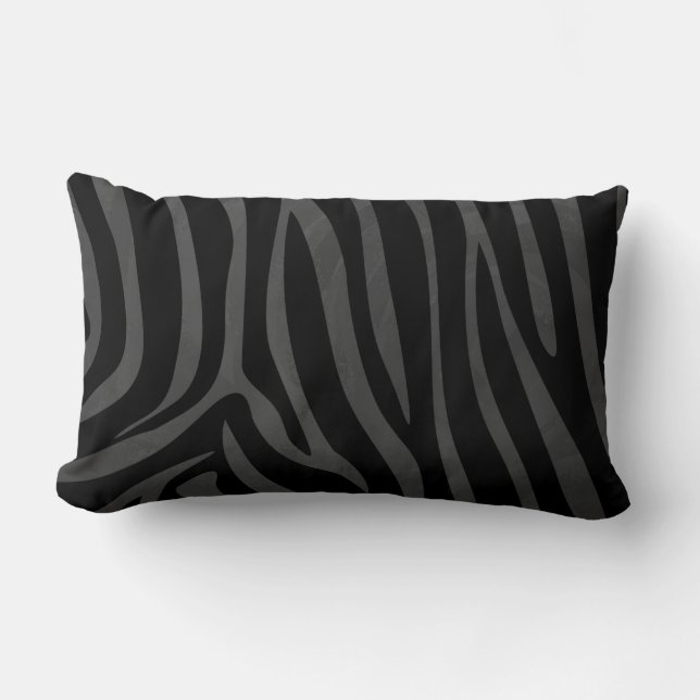 Zebra Black and Grey Print Lumbar Pillow (Front)