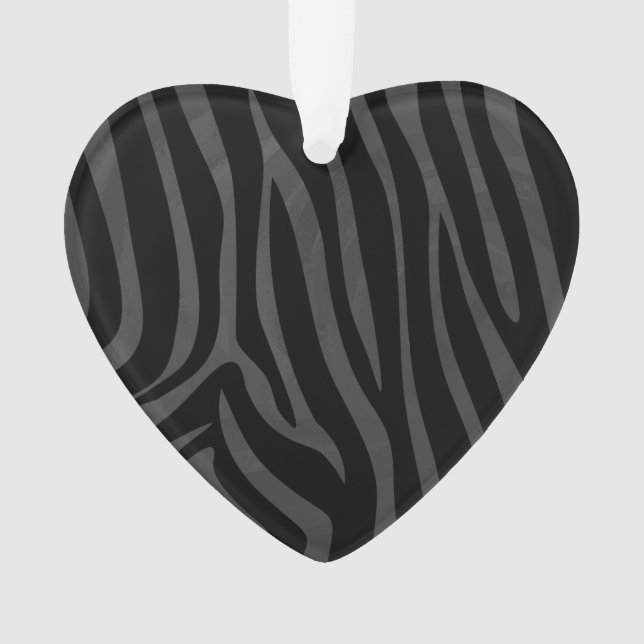 Zebra Black and Grey Print Ornament (Front)