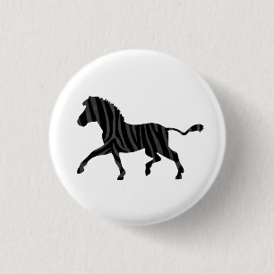 Zebra Black and Grey Print Silhouette 1 Inch Round Button