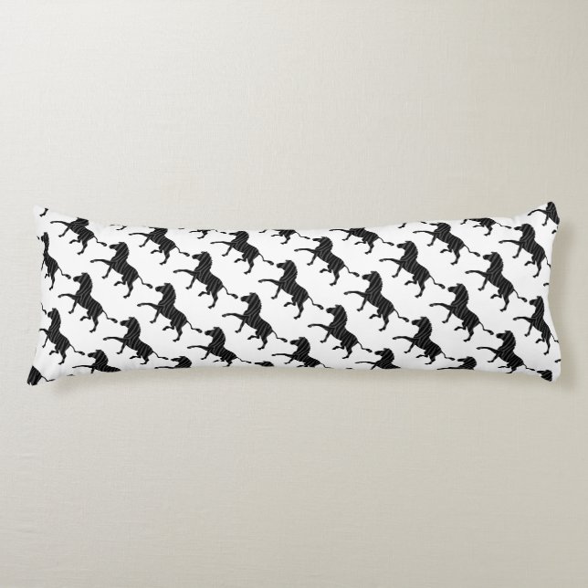 Zebra Black and Grey Print Silhouette Body Pillow (Front)