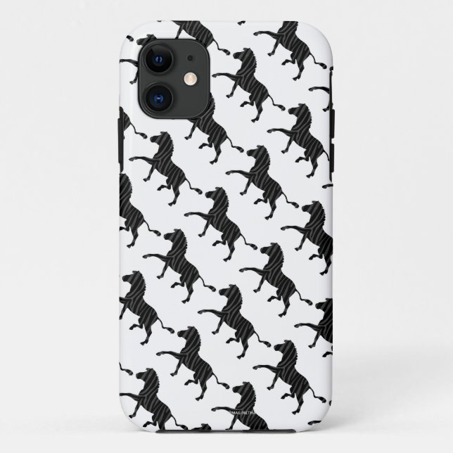 Zebra Black and Grey Print Silhouette Case-Mate iPhone Case (Back)