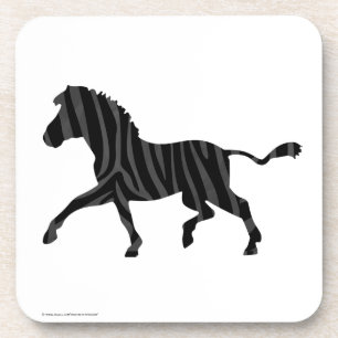 Zebra Black and Grey Print Silhouette Coaster