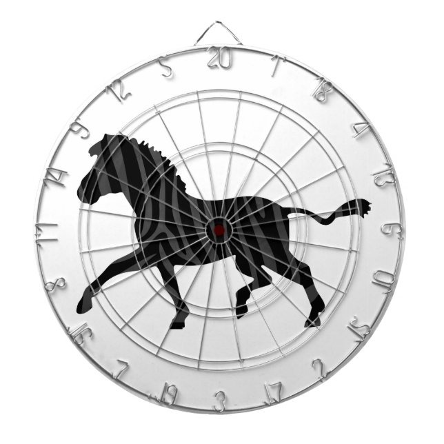 Zebra Black and Grey Print Silhouette Dartboard (Front)