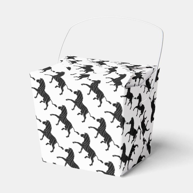 Zebra Black and Grey Print Silhouette Favor Box (Front Side)