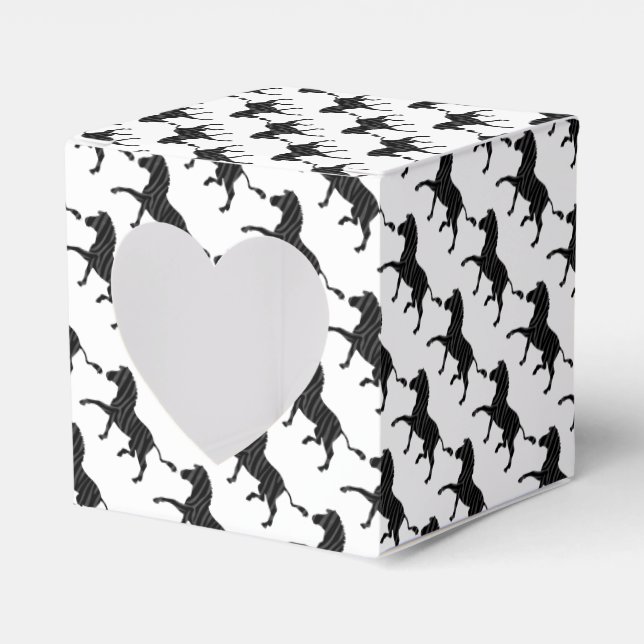 Zebra Black and Grey Print Silhouette Favor Box (Front Side)
