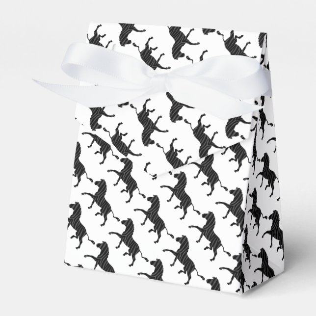 Zebra Black and Grey Print Silhouette Favor Box (Front Side)
