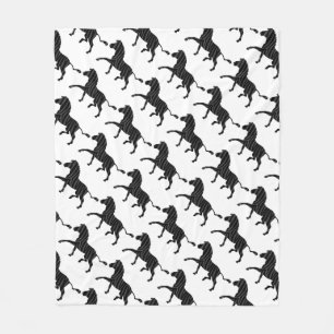 Zebra Black and Grey Print Silhouette Fleece Blanket