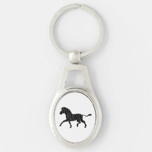 Zebra Black and Grey Print Silhouette Keychain