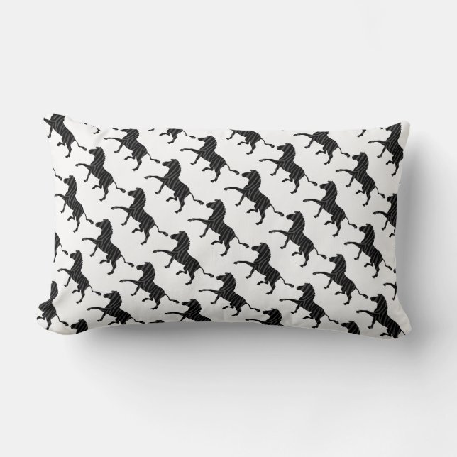 Zebra Black and Grey Print Silhouette Lumbar Pillow (Front)