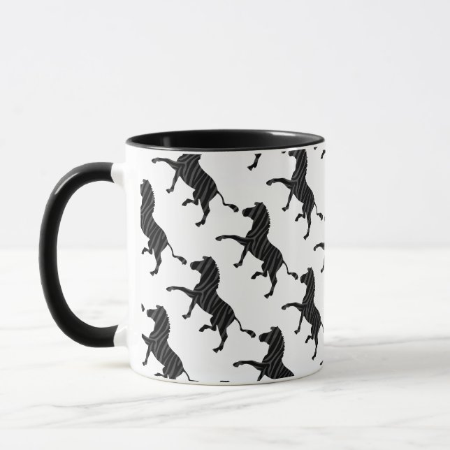 Zebra Black and Grey Print Silhouette Mug (Left)