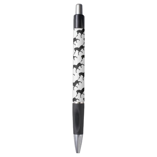 Zebra Black and Grey Print Silhouette Pen (Front Vertical)
