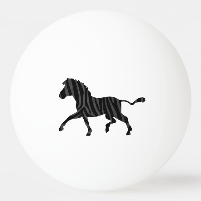 Zebra Black and Grey Print Silhouette Ping Pong Ball (Back)