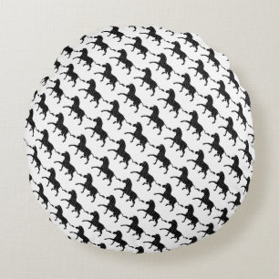 Zebra Black and Grey Print Silhouette Round Pillow