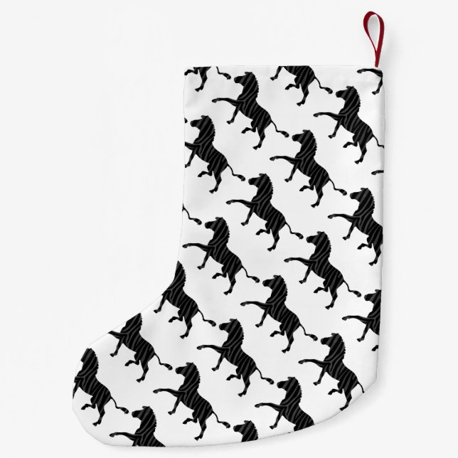 Zebra Black and Grey Print Silhouette Small Christmas Stocking (Back)
