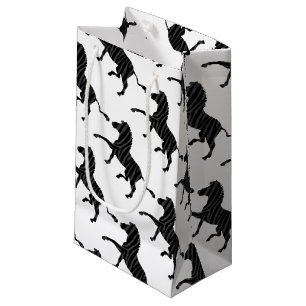 Zebra Black and Grey Print Silhouette Small Gift Bag