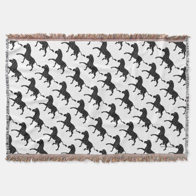 Zebra Black and Grey Print Silhouette Throw Blanket (Front)