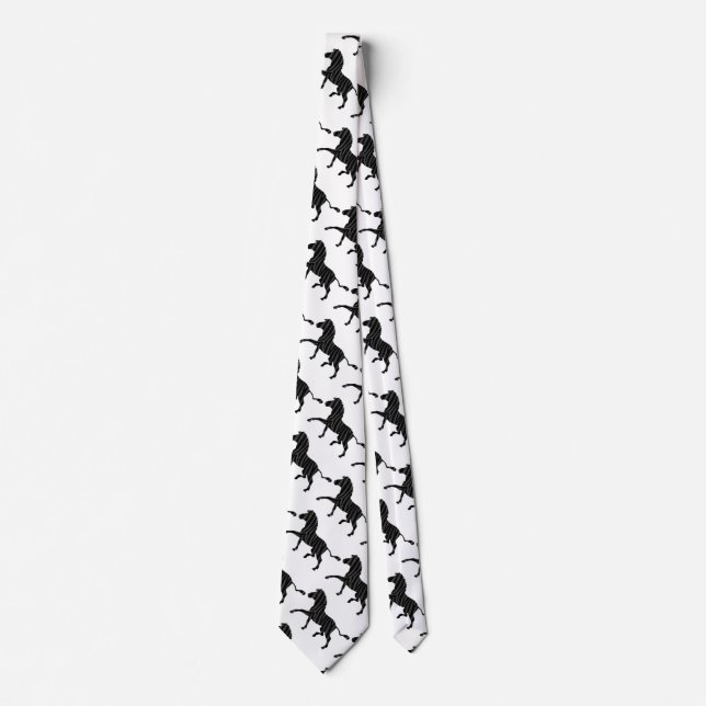 Zebra Black and Grey Print Silhouette Tie (Front)