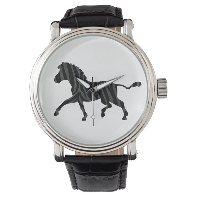 Zebra Black and Grey Print Silhouette Watch (Front)