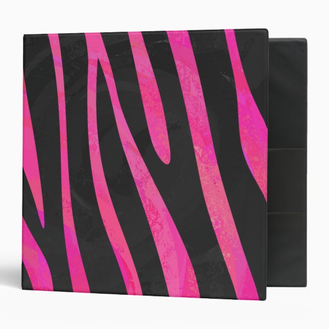 Zebra Black and Hot Pink Print Binder (Front/Inside)
