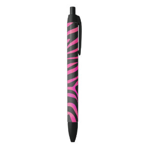 Zebra Black and Hot Pink Print Black Ink Pen