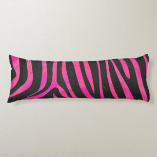 Zebra Black and Hot Pink Print Body Pillow