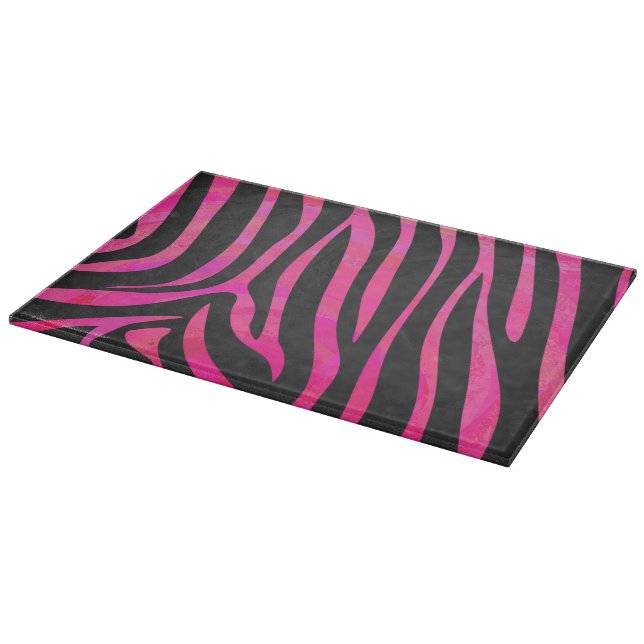 Zebra Black and Hot Pink Print Cutting Board (Corner)