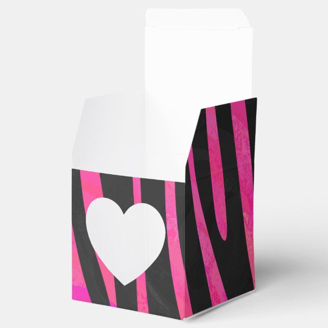 Zebra Black and Hot Pink Print Favor Box (Opened)