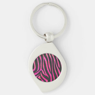 Zebra Black and Hot Pink Print Keychain