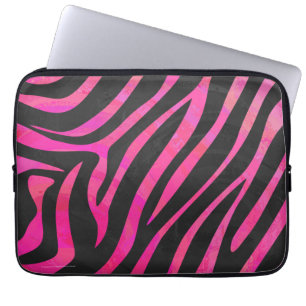 Zebra Black and Hot Pink Print Laptop Sleeve