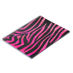 Zebra Black and Hot Pink Print Notebook