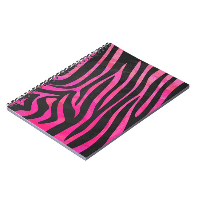 Zebra Black and Hot Pink Print Notebook (Left Side)