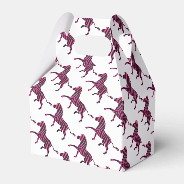 Zebra Black and Hot Pink Silhouette Favor Box (Front Side)
