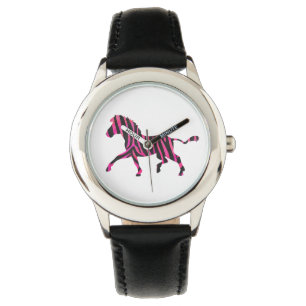 Zebra Black and Hot Pink Silhouette Watch