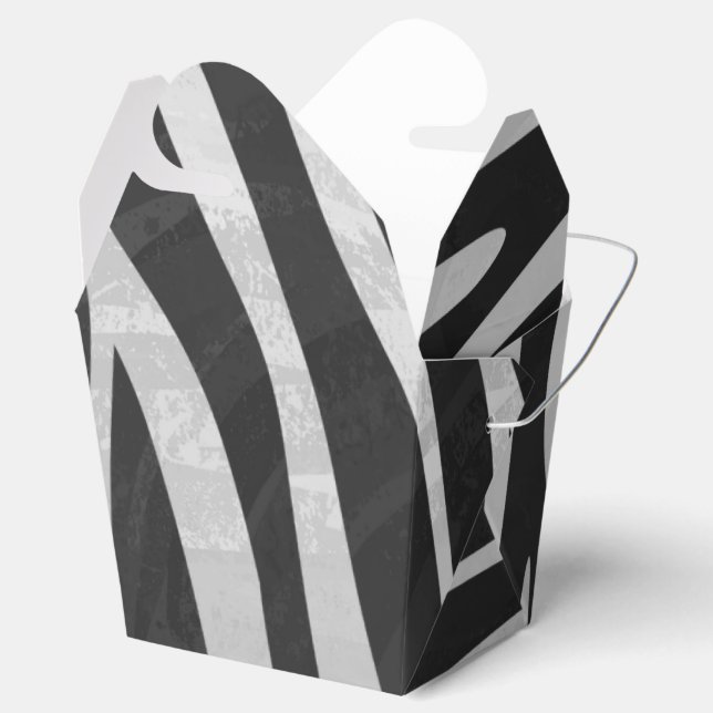 Zebra Black and Light Grey Print Favor Box (Opened)