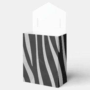 Zebra Black and Light Grey Print Favor Box