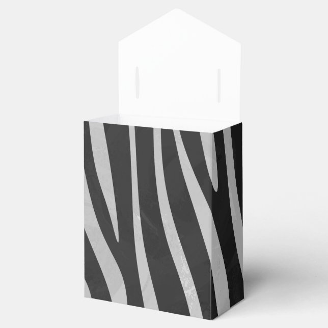 Zebra Black and Light Grey Print Favor Box (Opened)